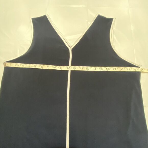 Anne Klein Navy Blue White Striped Sleeveless Silky Top M Medium Shirt Blouse - Picture 10 of 11